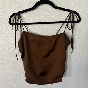 URBAN OUTFITTERS CROPPED SILK TANK TOP